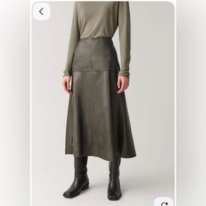 COS Black A-Line Leather Skirt